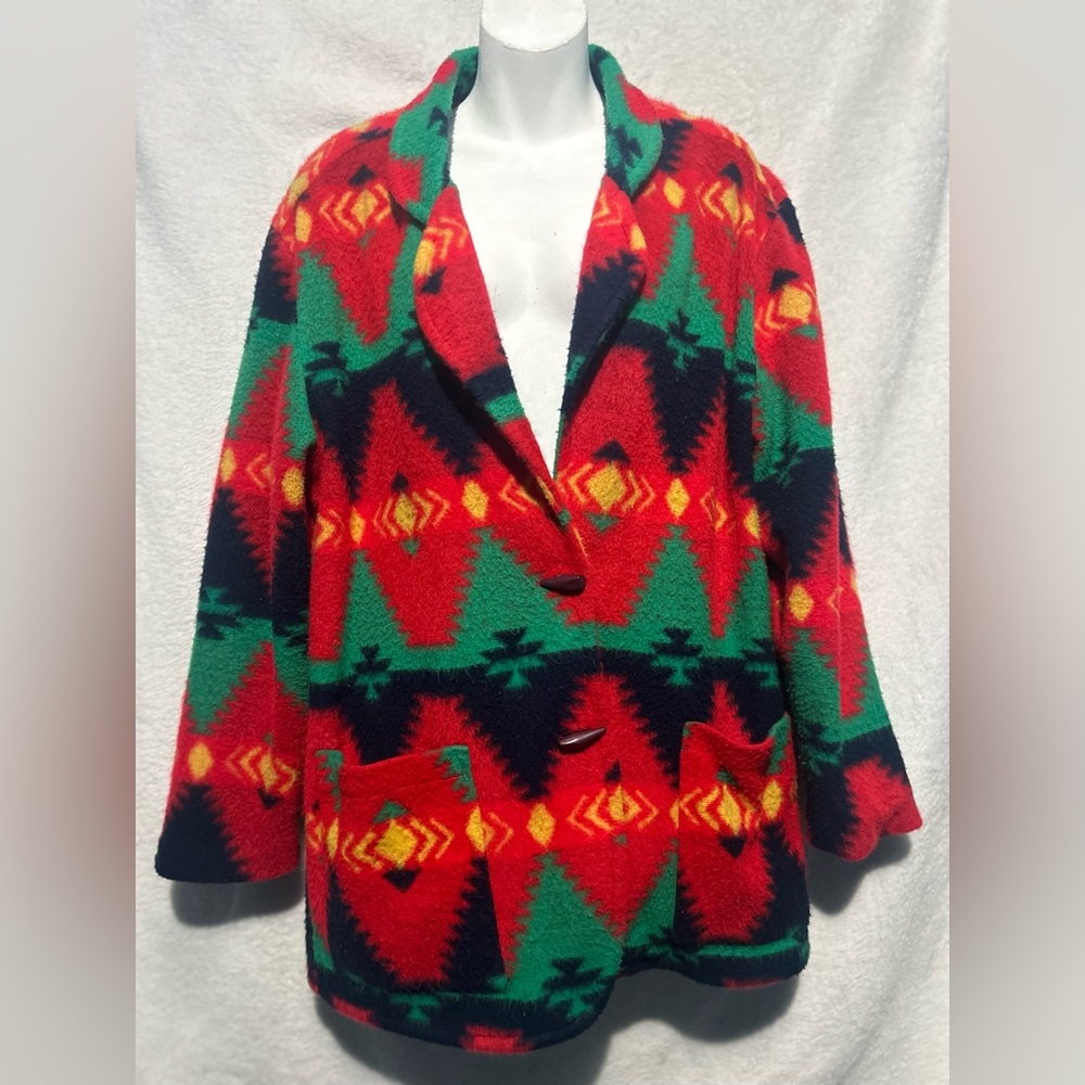 Vintage 90s colorful southwest blanket toggle jacket